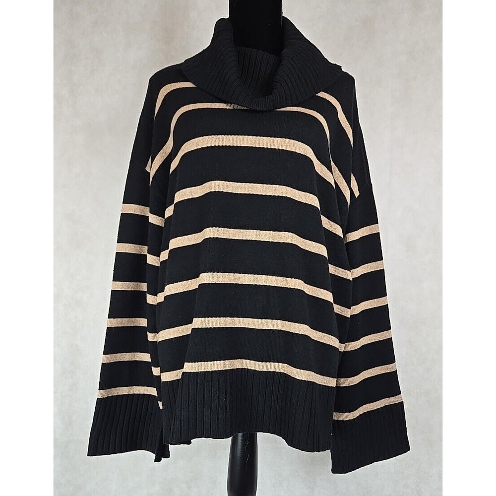 NEW Ellen Tracy Sweater Womens Size‎ XL Cowl Neck Long Sleeve Black Turtle Neck
